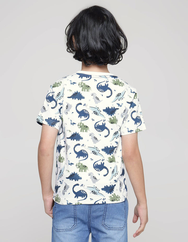 Little M Dino Print Kaos Anak Laki-laki