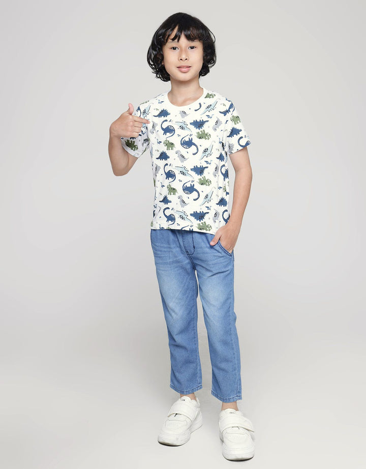 Little M Dino Print Kaos Anak Laki-laki
