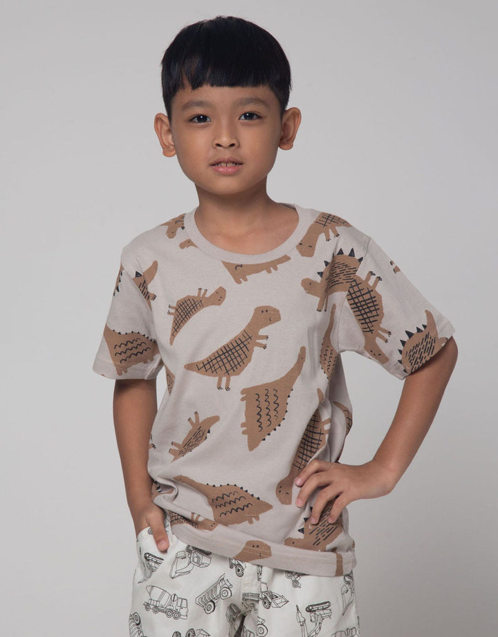Little M Dino Print Kaos Anak Laki-laki