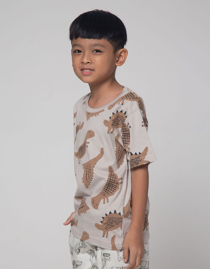 Little M Dino Print Kaos Anak Laki-laki