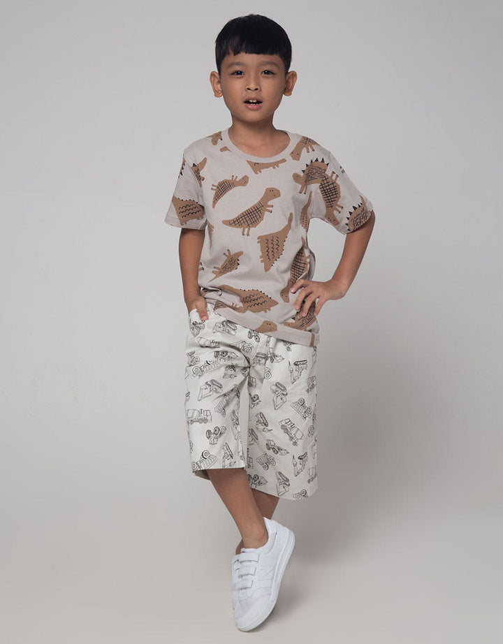Little M Dino Print Kaos Anak Laki-laki