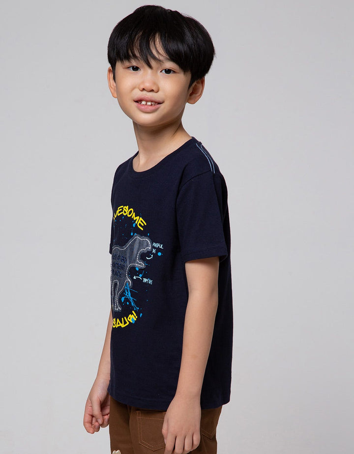 Little M Dino Chambray Kaos Anak Laki-laki