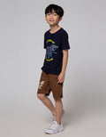 Little M Dino Chambray Kaos Anak Laki-laki
