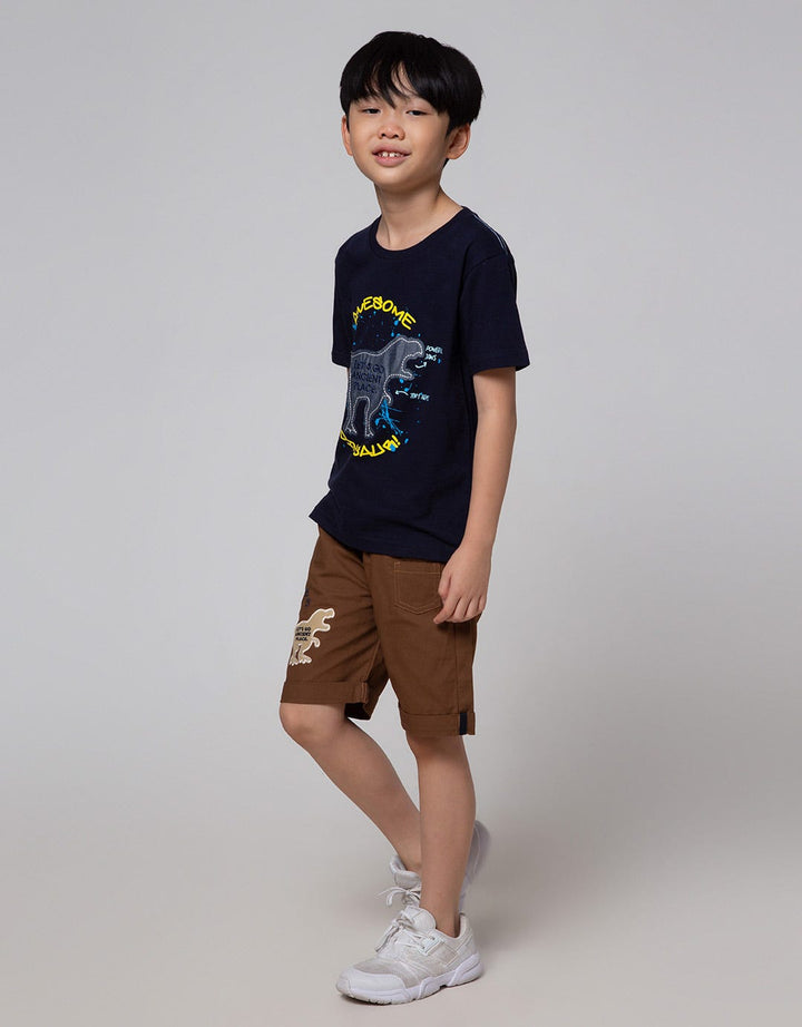 Little M Dino Chambray Kaos Anak Laki-laki