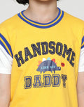 Little M Short Sleeve T-Shirt Handsome Daddy Aplikasi Dan Rib