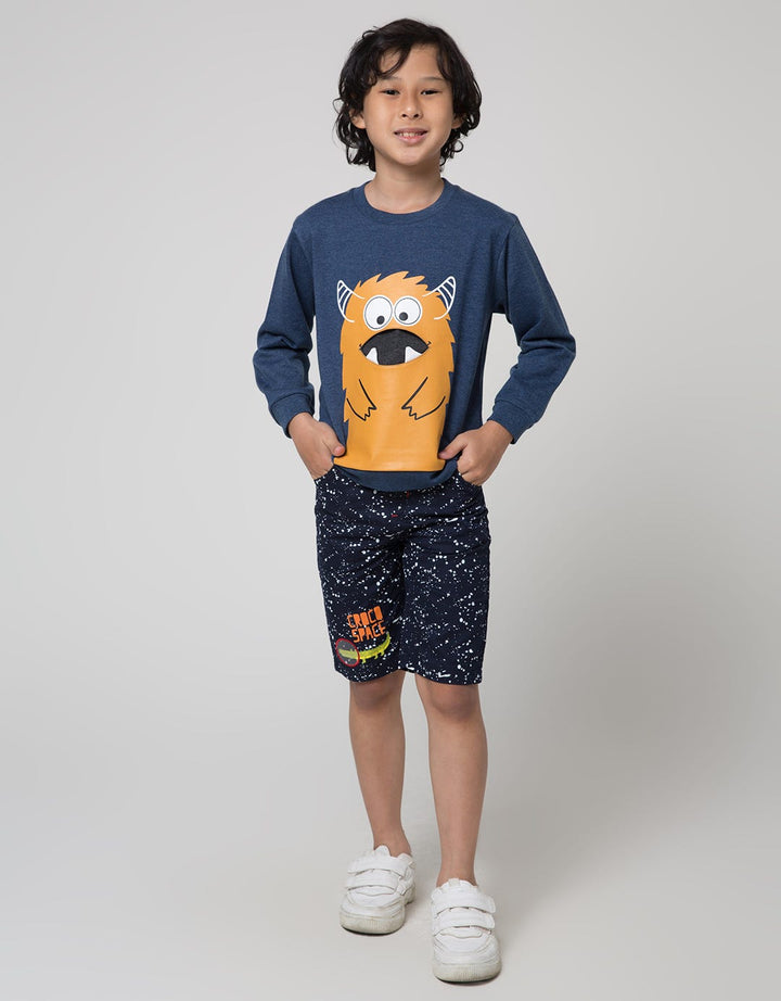 Little M Short Pants Woven Rib Embroidery Application
