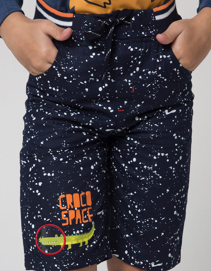 Little M Short Pants Woven Rib Embroidery Application