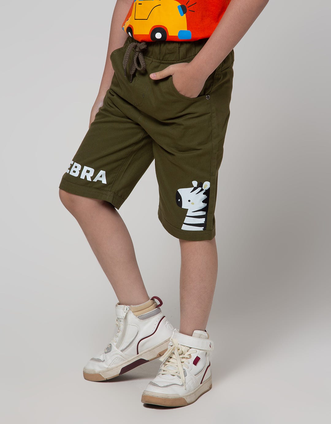 Little M Short Pants Crop Woven Rib Zebra Cucuk