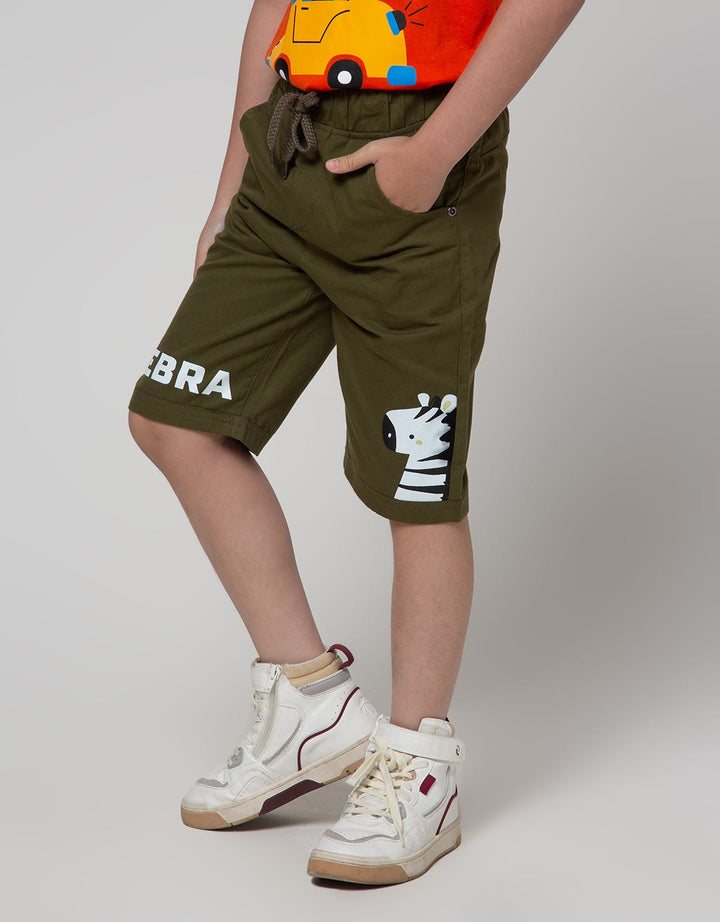 Little M Short Pants Crop Woven Rib Zebra Cucuk