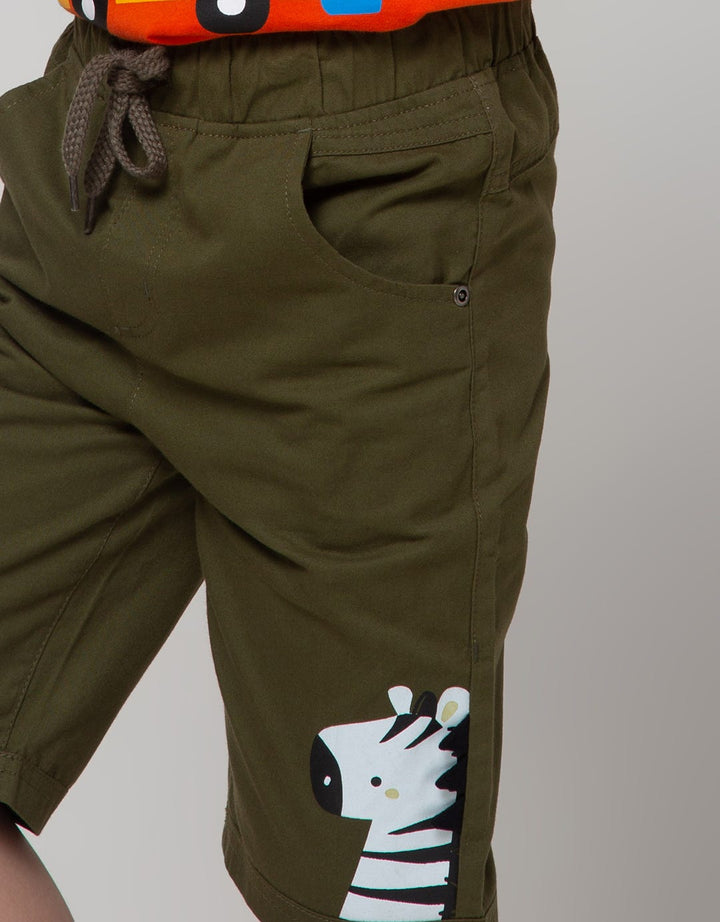 Little M Short Pants Crop Woven Rib Zebra Cucuk