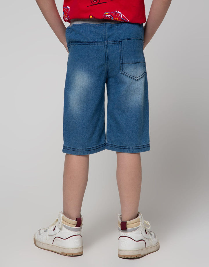 Little M Short Pants Denim Rib Embroidery Cdydino:Medium Denim:6:Graphic:Denim Short Pants
