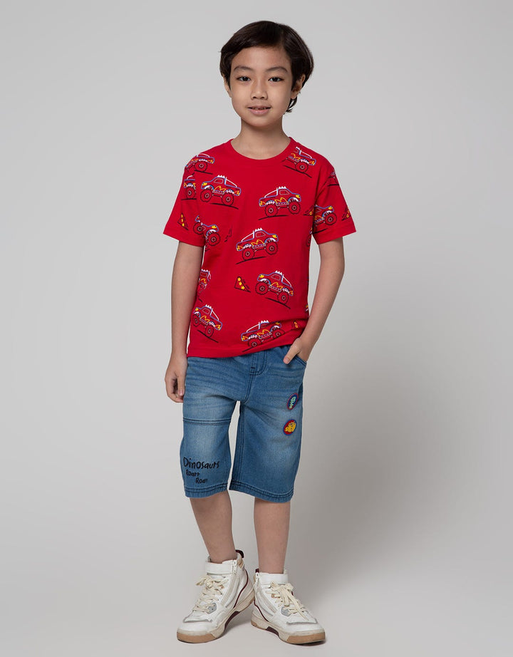 Little M Short Pants Denim Rib Embroidery Cdydino:Medium Denim:6:Graphic:Denim Short Pants