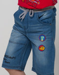Little M Short Pants Denim Rib Embroidery Cdydino:Medium Denim:6:Graphic:Denim Short Pants