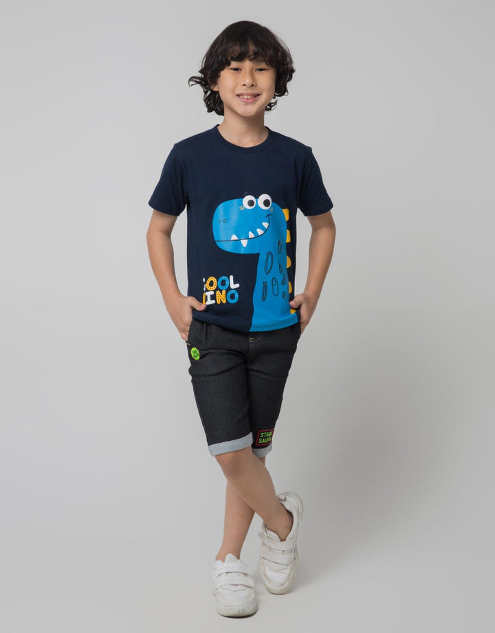 Little M Short Pants Denim Bordir Stegosaurus