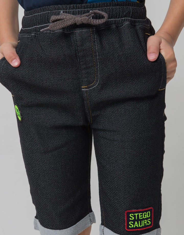 Little M Short Pants Denim Bordir Stegosaurus