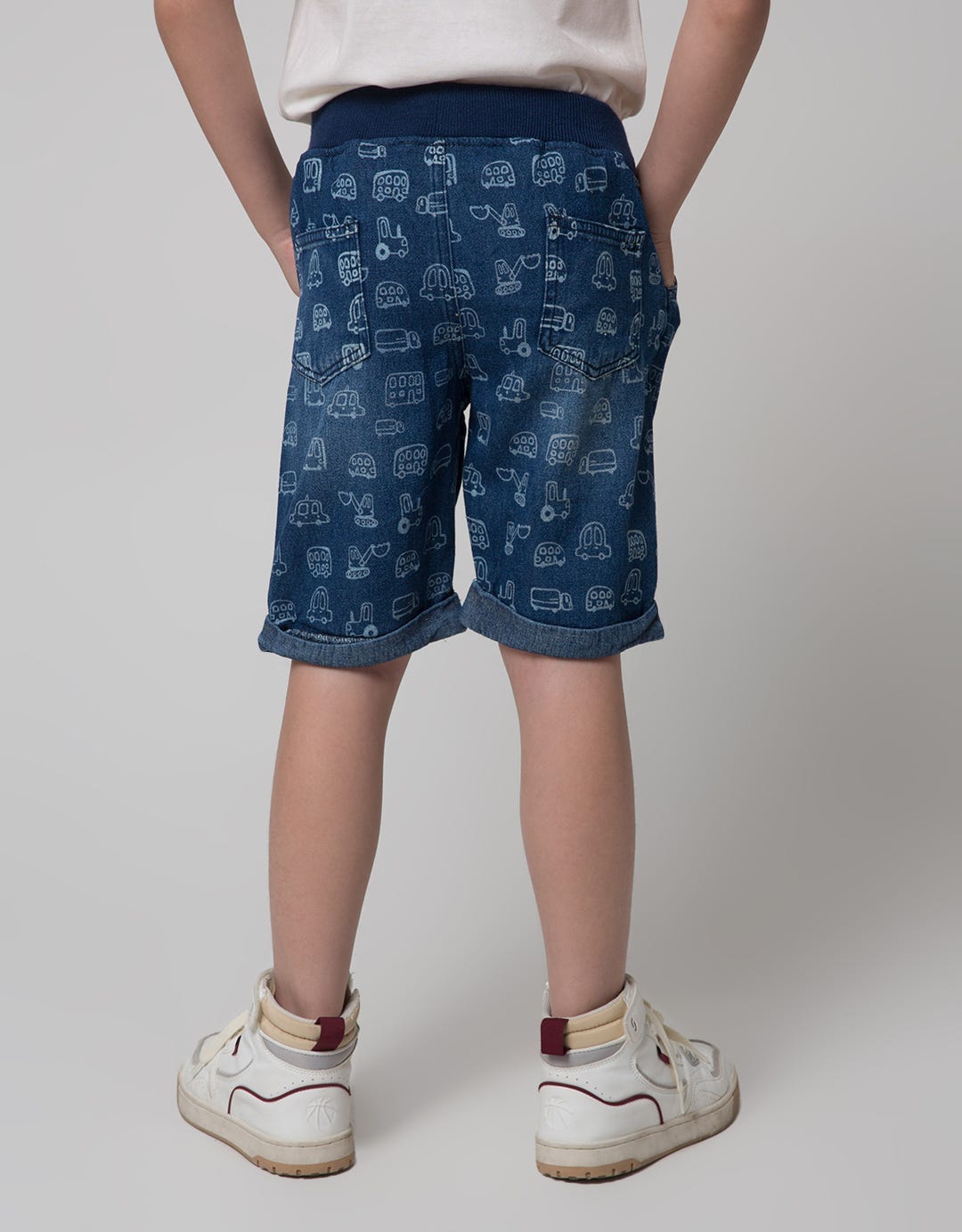 Little M Short Pants Crop Denim Print Car