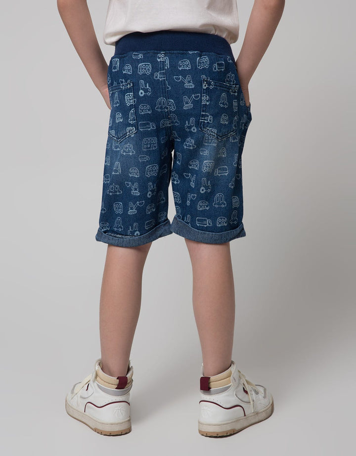 Little M Short Pants Crop Denim Print Car