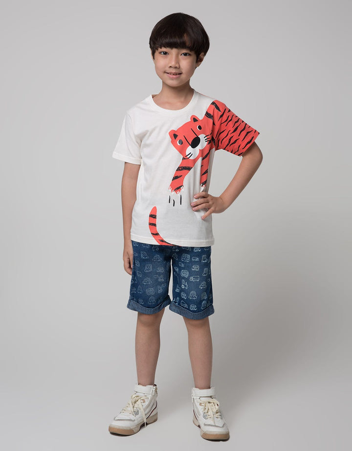 Little M Short Pants Crop Denim Print Car