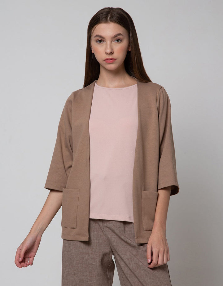 CARDIGAN PONTE KANTONG SAN22A:BLACK:M:SOLID:CARDIGAN