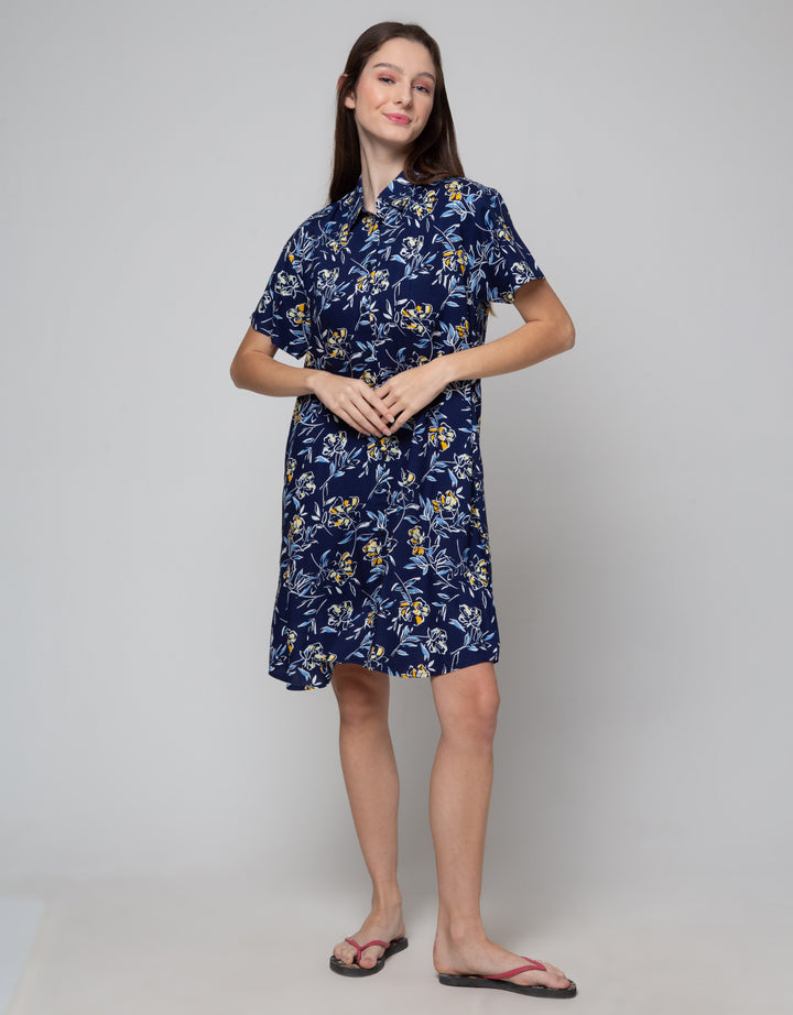 St. Yves Short Sleeve Midi Dress Outline Floral