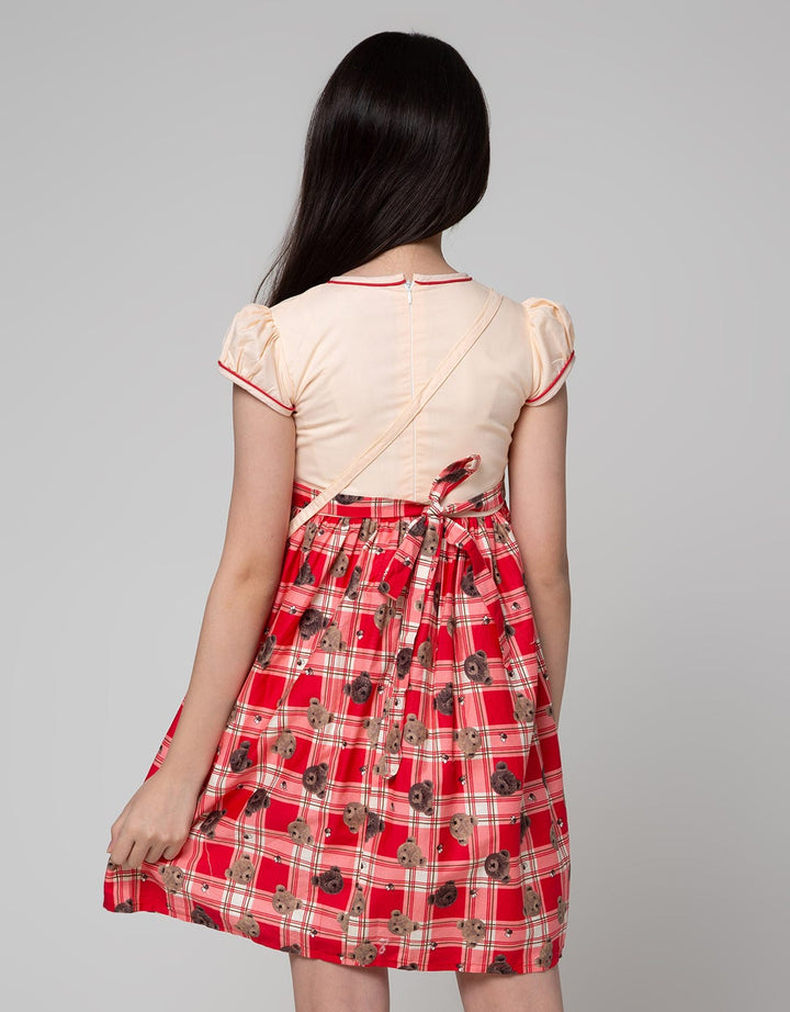 Sweet Miss Short Sleeve Midi Dress Pouch Kombinasi Bear
