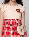 Sweet Miss Short Sleeve Midi Dress Pouch Kombinasi Bear