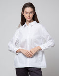 Connexion Long Sleeve Shirt Cotton Poplin Pleat Tuck Shirt Sidewaist