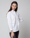 Connexion Long Sleeve Shirt Cotton Poplin Pleat Tuck Shirt Sidewaist