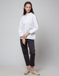Connexion Long Sleeve Shirt Cotton Poplin Pleat Tuck Shirt Sidewaist