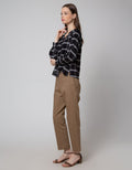 Connexion Long Sleeve Blouse Check Rayon Vn Top