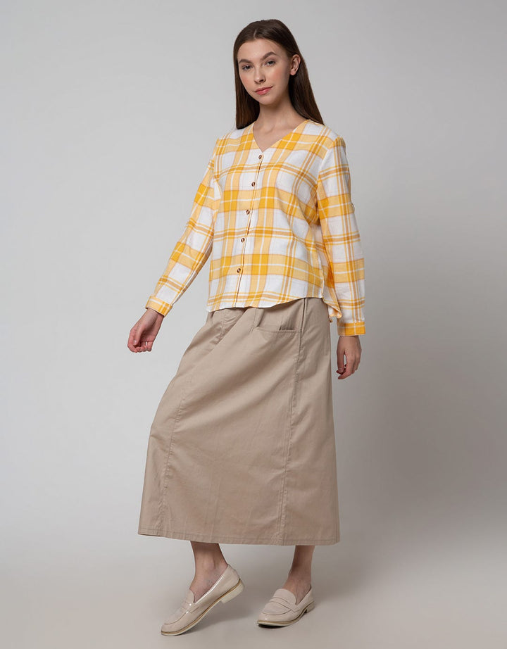 Connexion Long Sleeve Blouse Checked Flannel Top