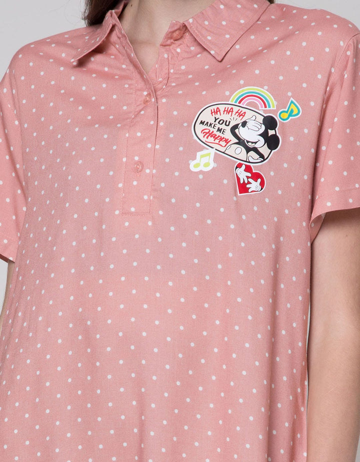Disney Short Sleeve Midi Dress Mickey Rayon