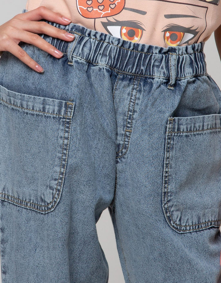 Nevada Denim Long Pants Regular Acid Wash Pockets