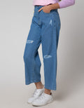 Nevada Denim Long Pants Wide Leg Destroy Lutut