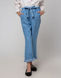 Nevada Denim Long Pants Regular Ribbon At Waist
