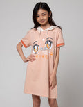 Nevada Short Sleeve Midi Dress Hoodie Print Anime Girl Face