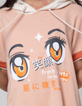 Nevada Short Sleeve Midi Dress Hoodie Print Anime Girl Face