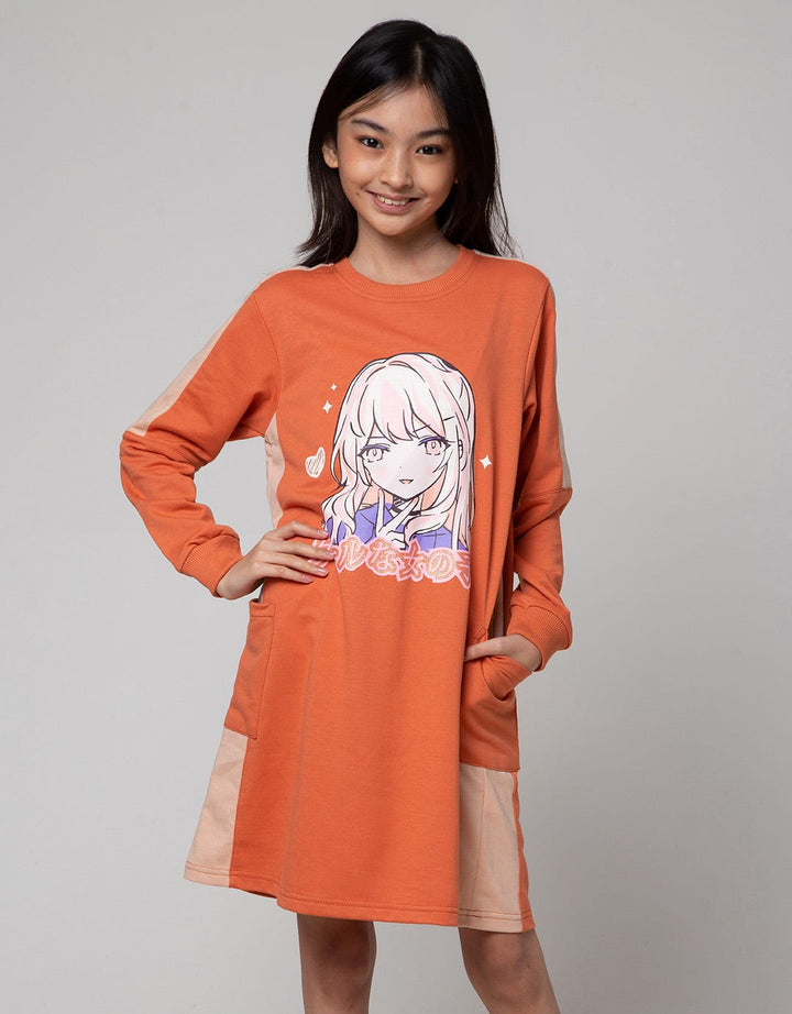 Nevada Midi Dress With Print Heart Pinggang Serut