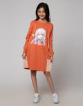 Nevada Midi Dress With Print Heart Pinggang Serut