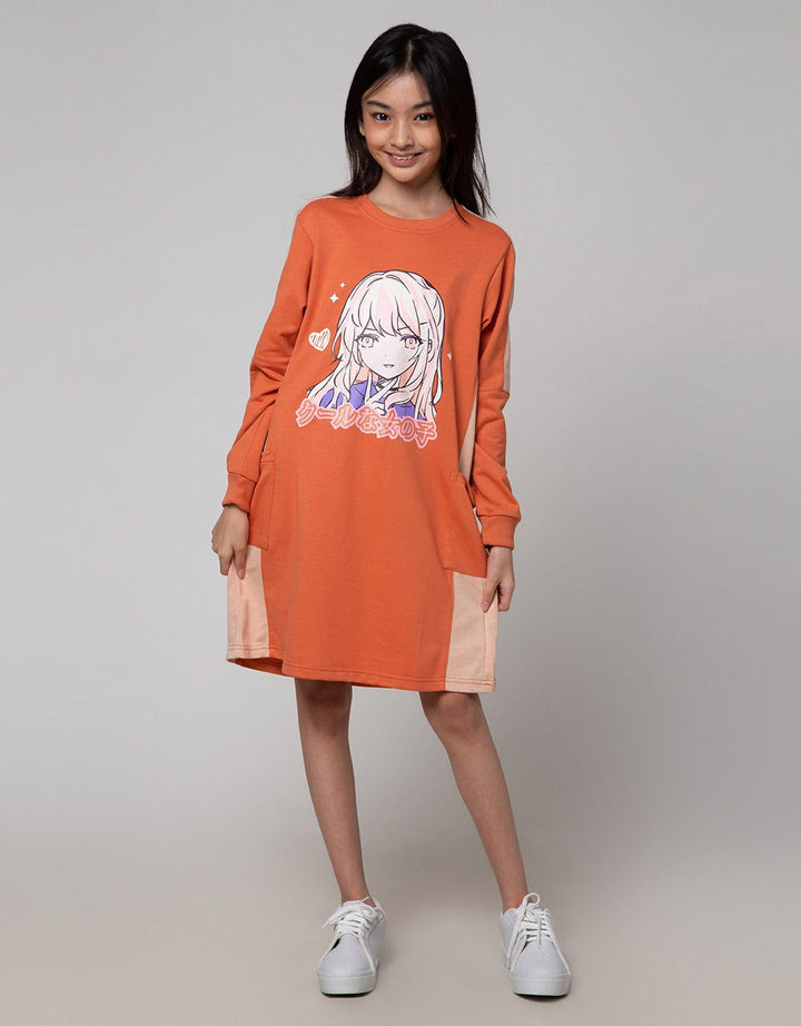 Nevada Midi Dress With Print Heart Pinggang Serut