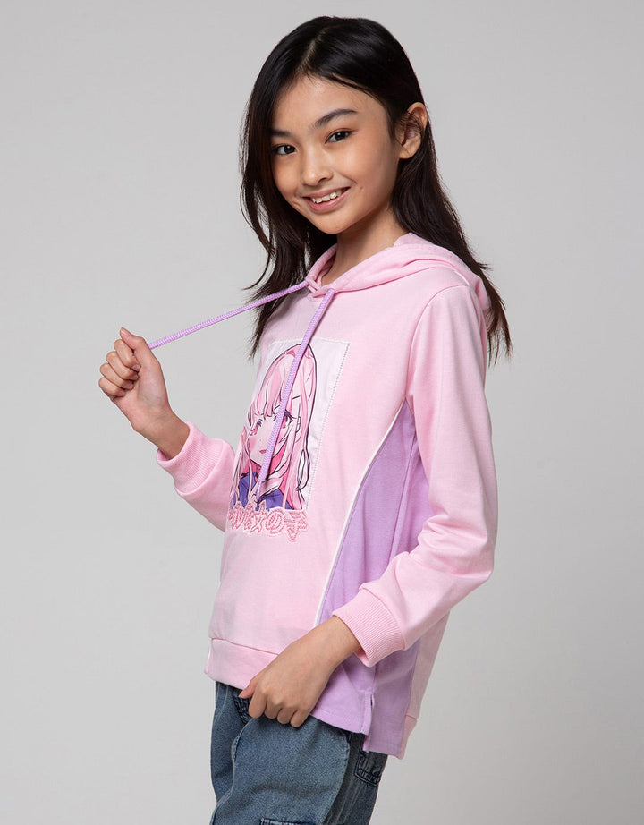 Nevada Sweatshirt Hoodie With Anime Patch Embro