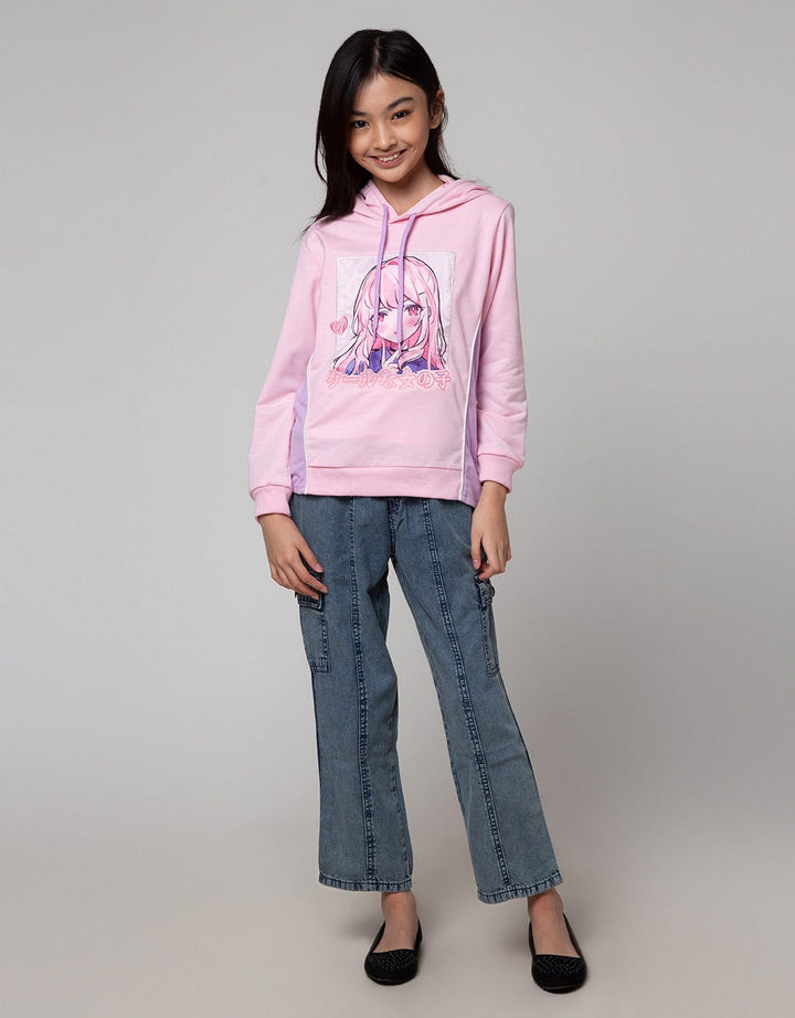 Nevada Sweatshirt Hoodie With Anime Patch Embro