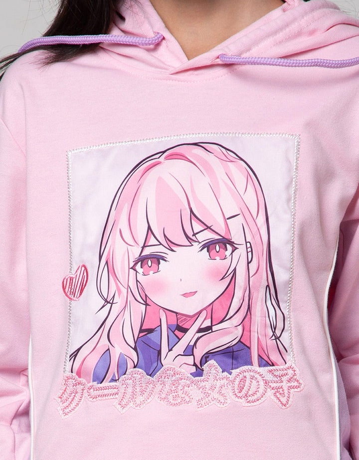 Nevada Sweatshirt Hoodie With Anime Patch Embro