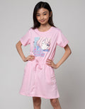 Nevada Short Sleeve Midi Dress Anime Girl Pinggang Serut