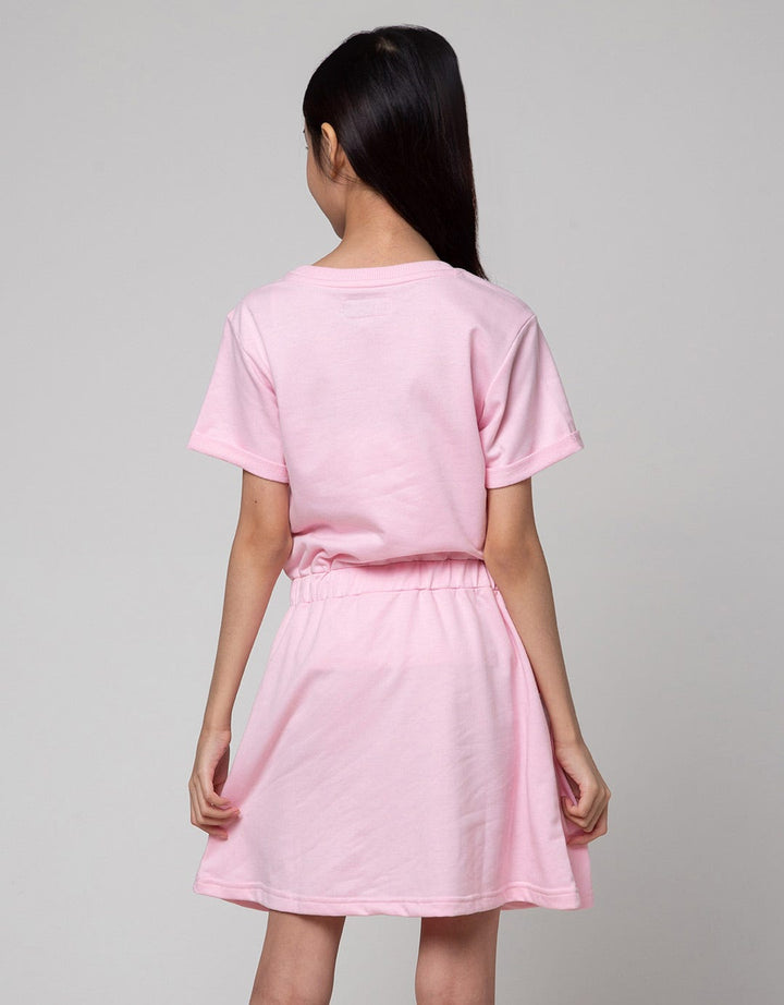 Nevada Short Sleeve Midi Dress Anime Girl Pinggang Serut