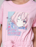 Nevada Short Sleeve Midi Dress Anime Girl Pinggang Serut