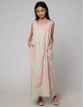 Nevada Sleeve Sleeve Maxi Dress Woven With Hoodie Stripe