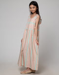 Nevada Sleeve Sleeve Maxi Dress Woven With Hoodie Stripe