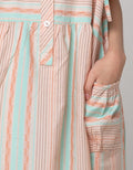 Nevada Sleeve Sleeve Maxi Dress Woven With Hoodie Stripe