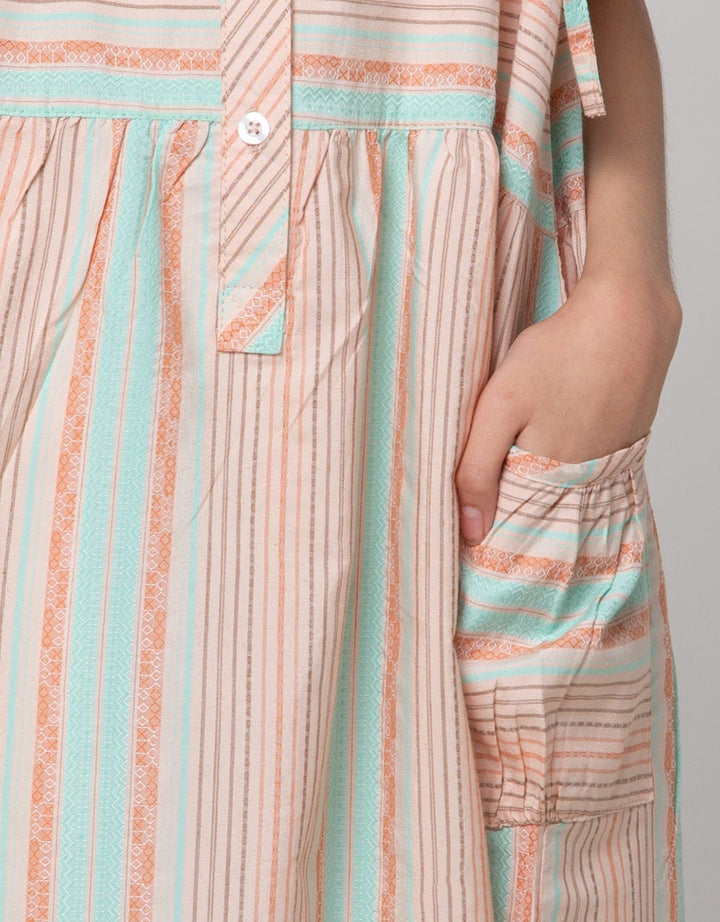 Nevada Sleeve Sleeve Maxi Dress Woven With Hoodie Stripe